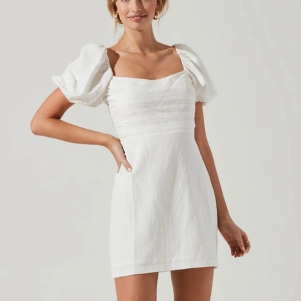 ASTR Linen Pleat Front Mini Dress